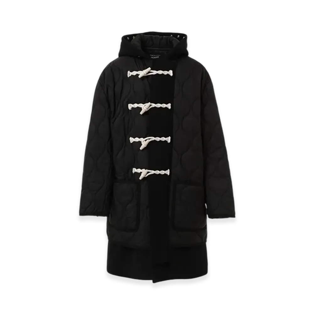 COMME des GARCONS HOMME Wool Melton X Nylon Quilting Duffle Coat "Black"