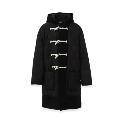 COMME des GARCONS HOMME Wool Melton X Nylon Quilting Duffle Coat "Black"