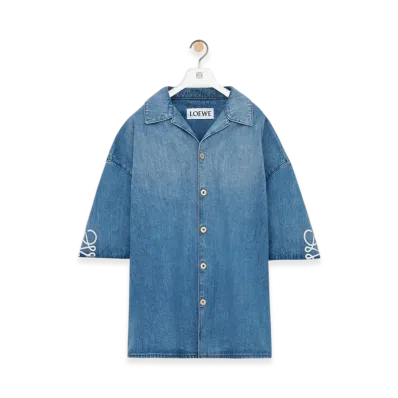 LOEWE Anagram Short-Sleeve Shirt "Washed Denim"