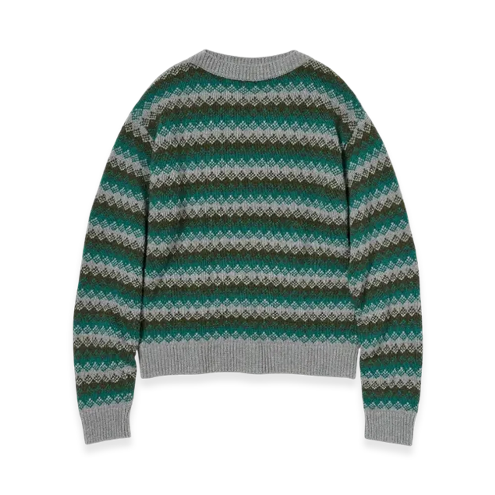 AURALEE Cashmere Jacquard Knit P/O "Grey Green"