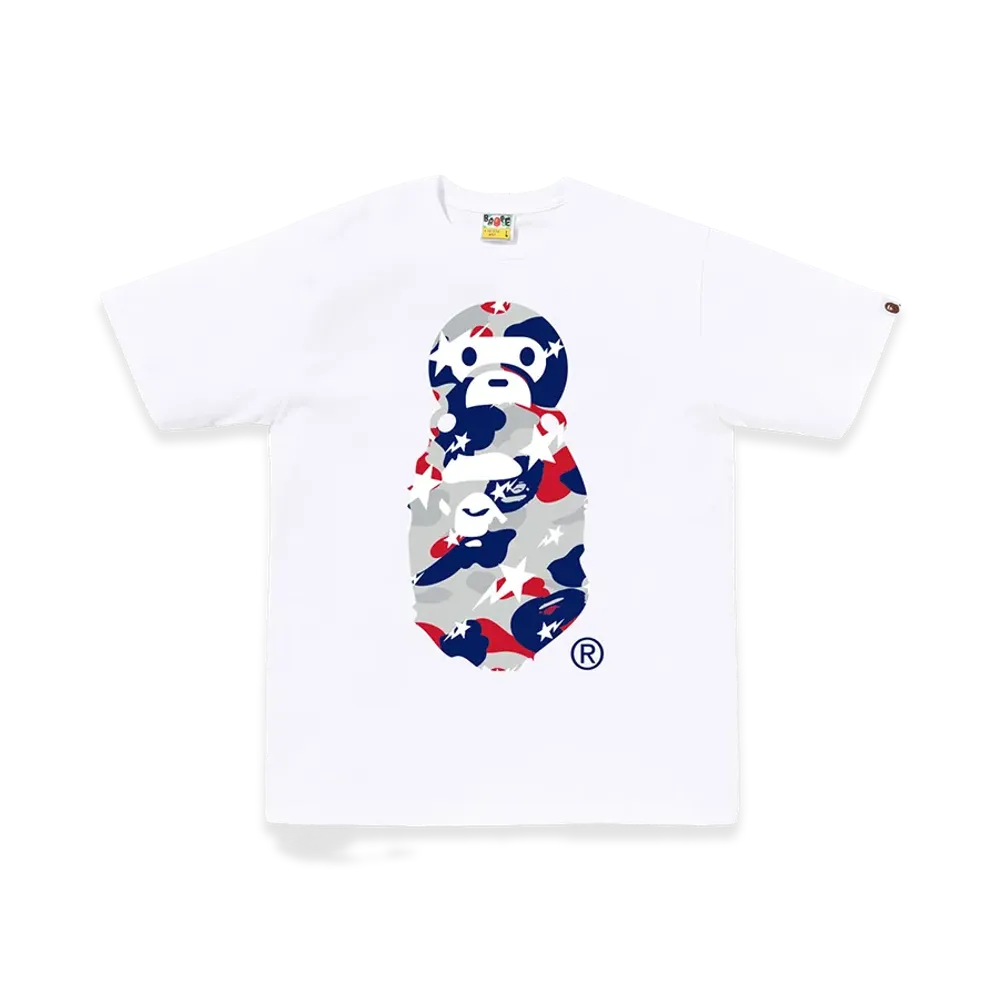 A BATHING APE Sta Strike Camo Milo On Ape Head Tee "White/White"