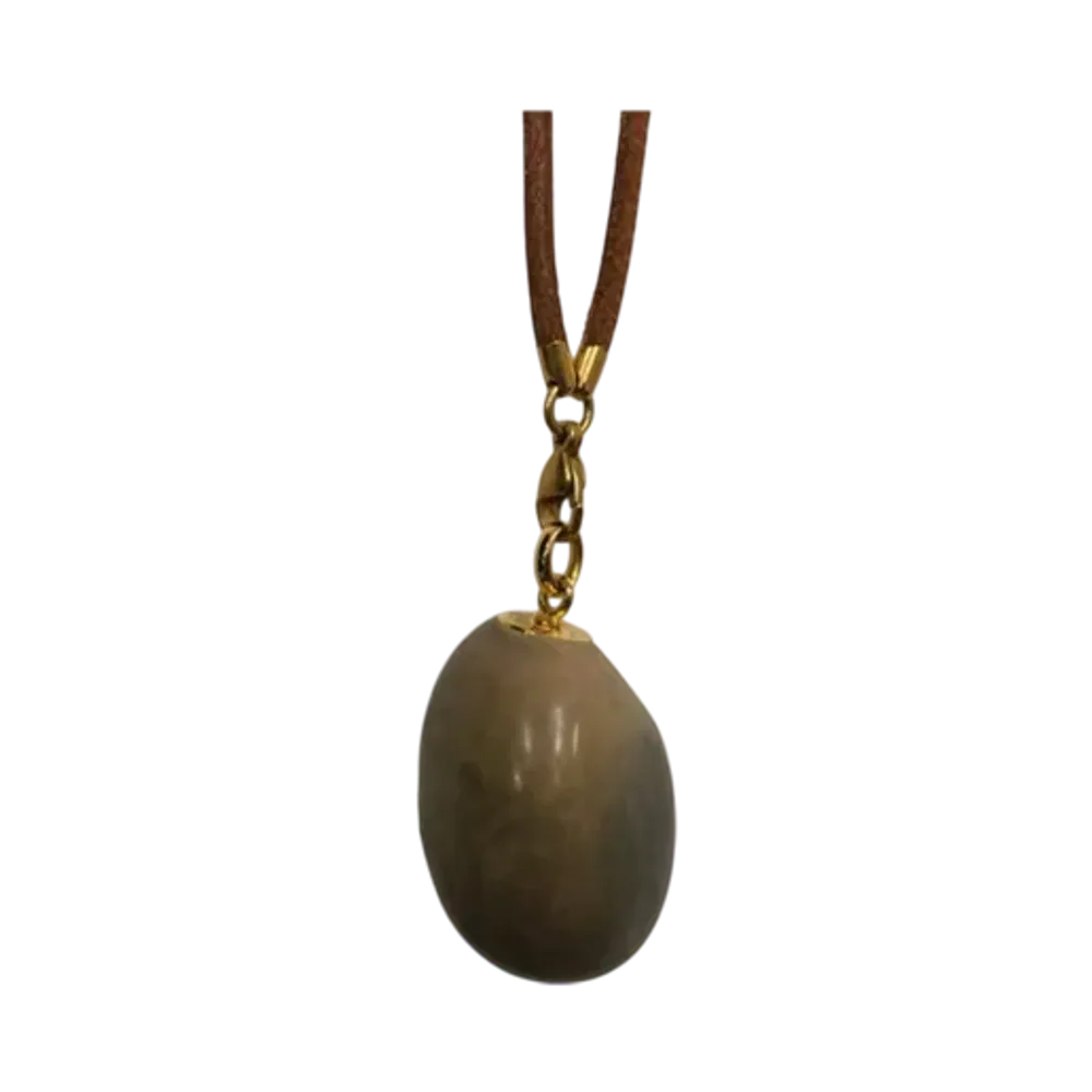 Hermes Stone Leather Necklace "Brown/Gold"