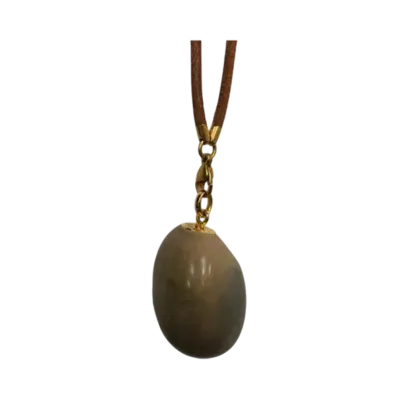 Hermes Stone Leather Necklace "Brown/Gold"
