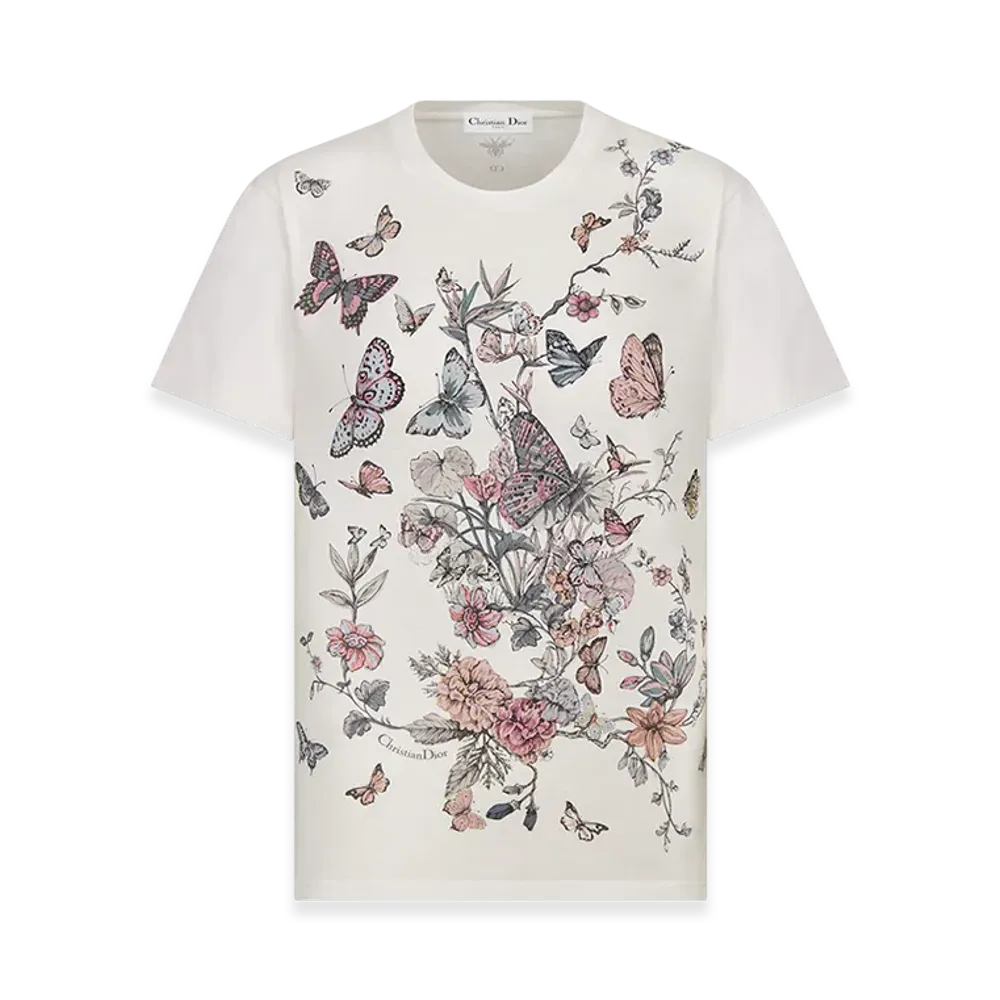 Dior Women's T-Shirt Jersey Mexico Motif "White/Pastel Pink"