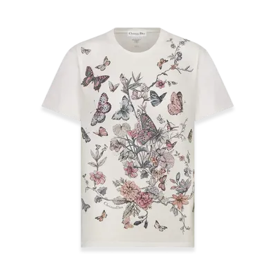 Dior Women's T-Shirt Jersey Mexico Motif "White/Pastel Pink"