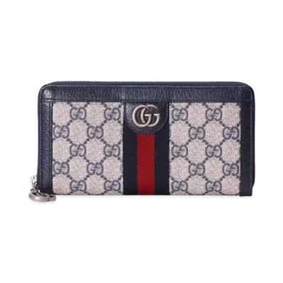 GUCCI Ophidia GG Zip Around Wallet "Beige/Blue"