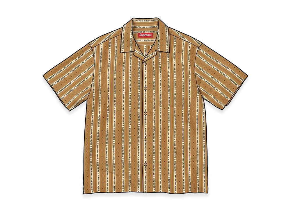 Supreme Old English Stripe Silk S/S Shirt "Gold"