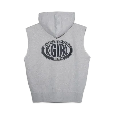 X-Girl Oval Logo Zip Up Sweat Vest "Ash"