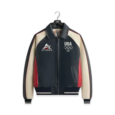 Kith x AVIREX x Team USA Leather Bomber Jacket "Navy"