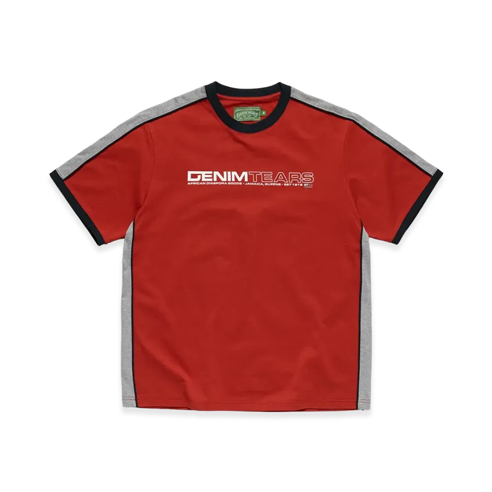 DENIM TEARS Paneled Tee "Red"