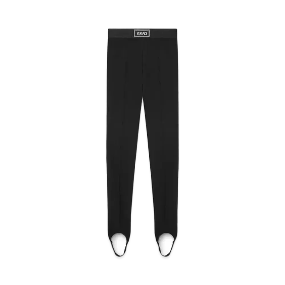 Versace 90s Vintage Logo Stirrup Leggings "Black"