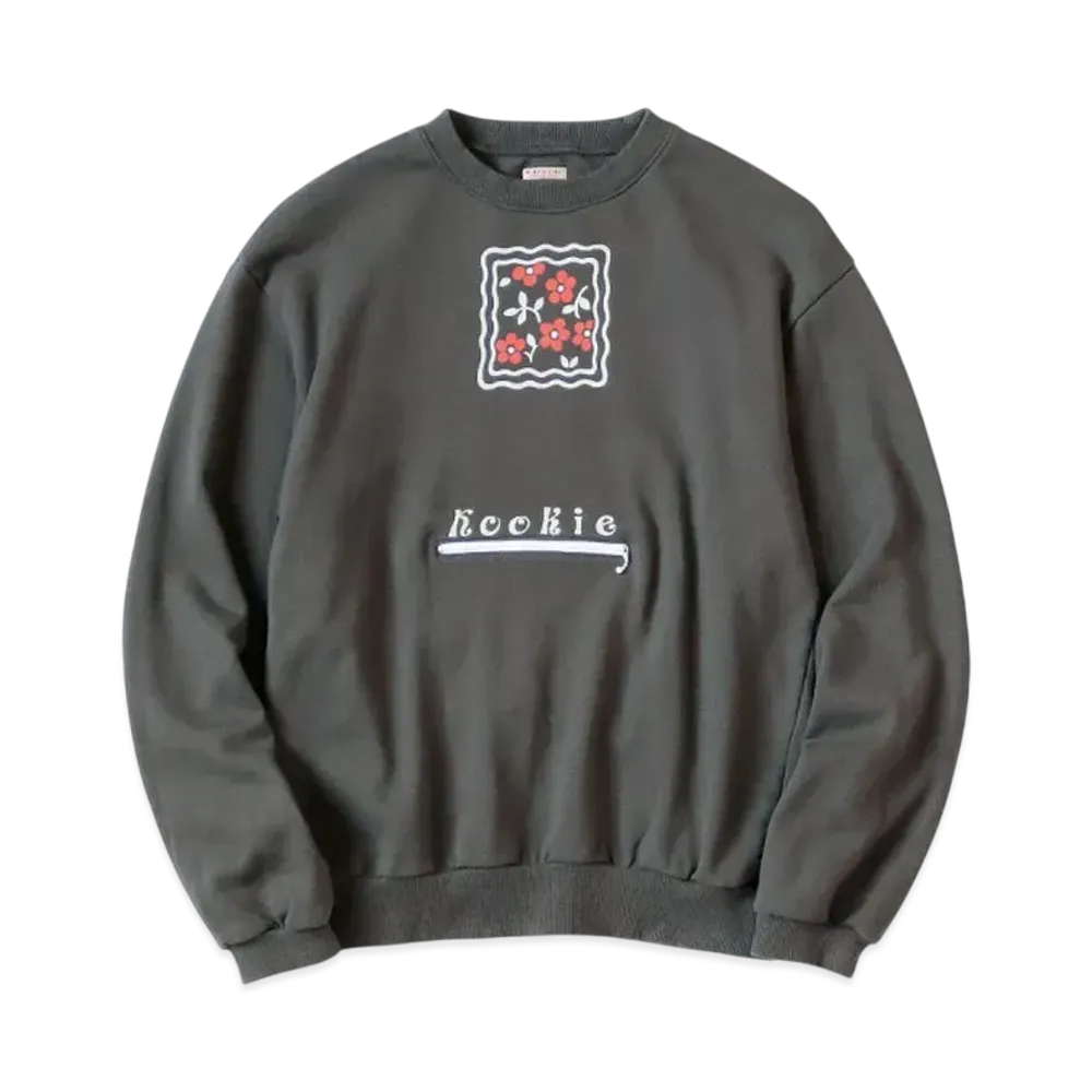 KAPITAL 30/- Fleece Cookie Pocket Crew Sweat "Charcoal"