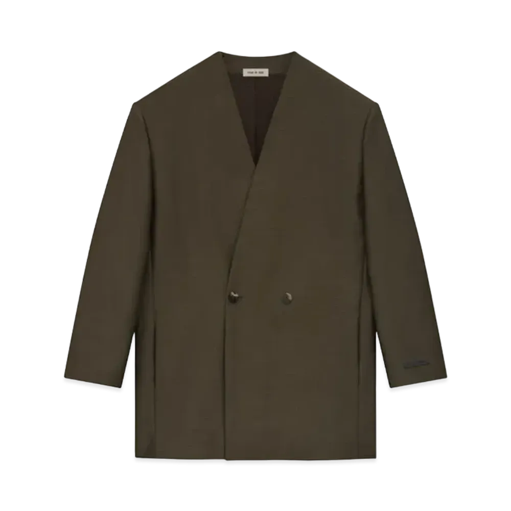 FEAR OF GOD Wool Silk Relaxed Lapelless Blazer "Mocha"