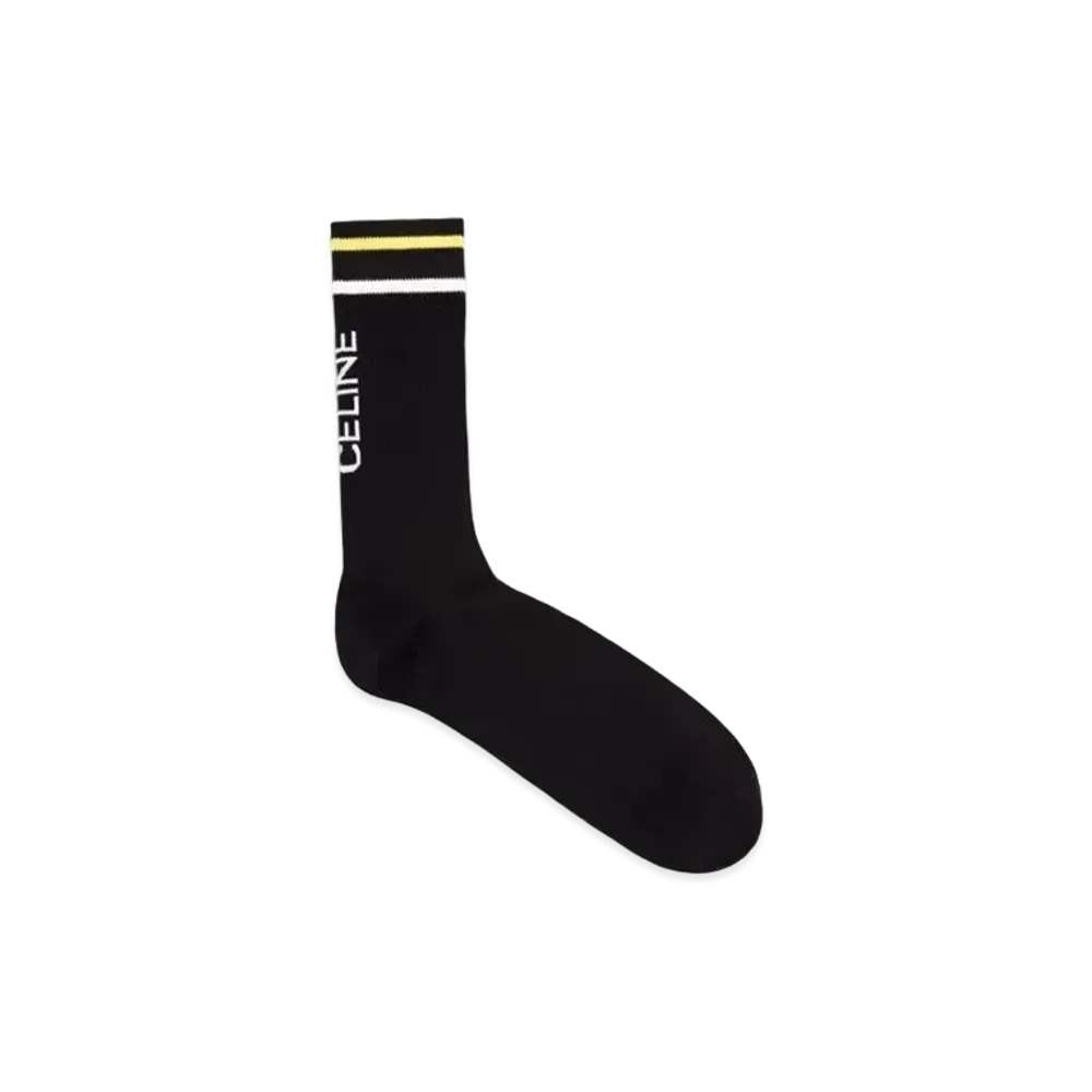 CELINE Socks In Striped Cotton "Black/Yellow"