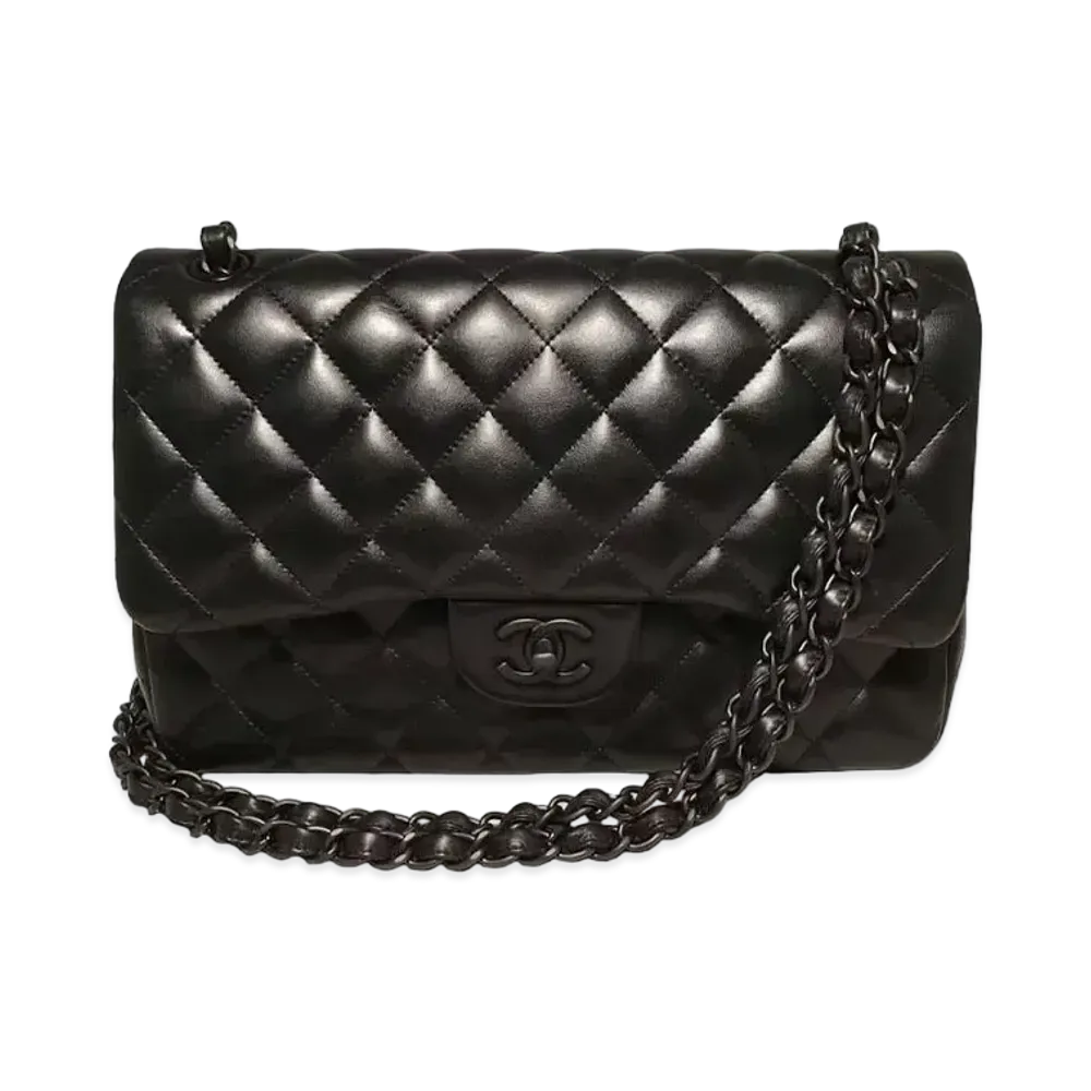 CHANEL Deca Matelasse Classic Double Flap So Black Lambskin "Black/Black"