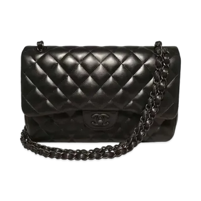 CHANEL Deca Matelasse Classic Double Flap So Black Lambskin "Black/Black"