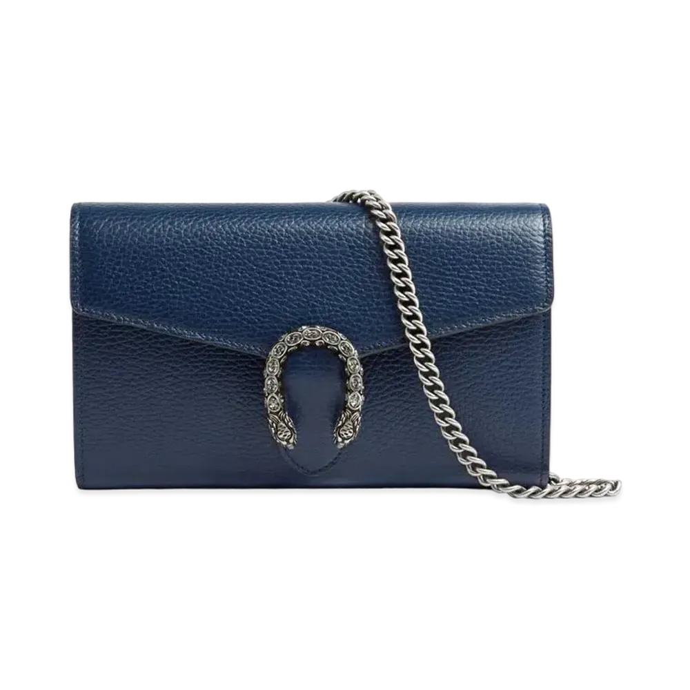 GUCCI Dionysus Mini Leather Chain Bag "Blue"