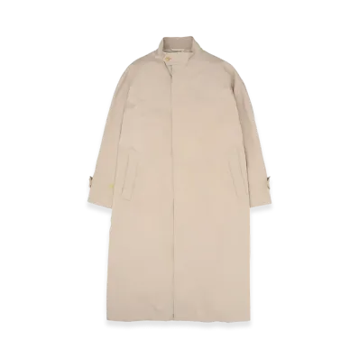 YOKE Cotton Nylon Vintage Twill Stand Collar Over Coat "Off Beige"
