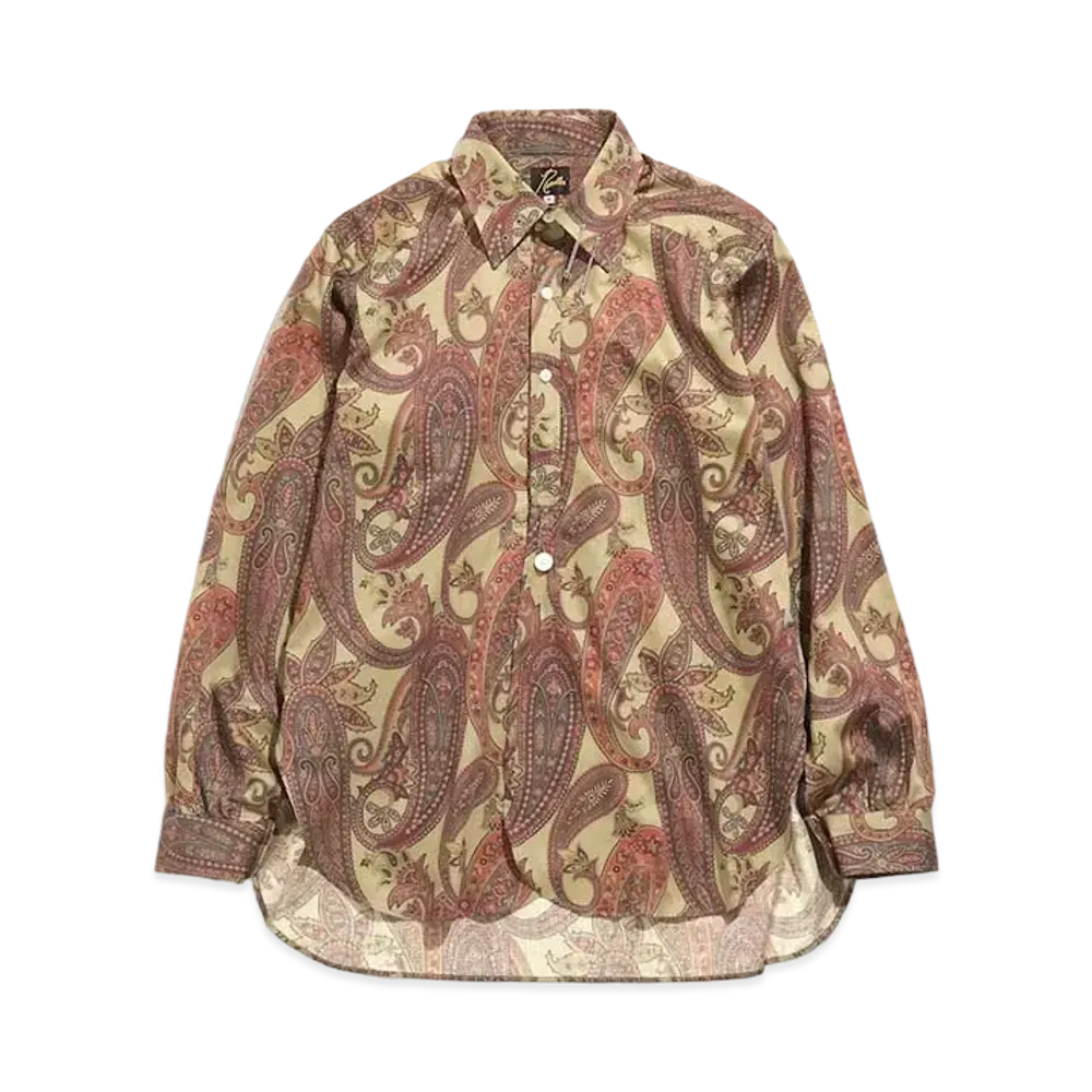 Needles PINHOLE EDW SHIRT - COTTON SATEEN / PAISLEY PT. "Khaki"