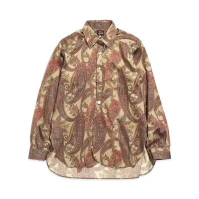 Needles PINHOLE EDW SHIRT - COTTON SATEEN / PAISLEY PT. "Khaki"