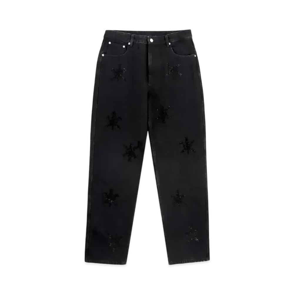 Unknown London Rhinestone Dagger Denim "Black"