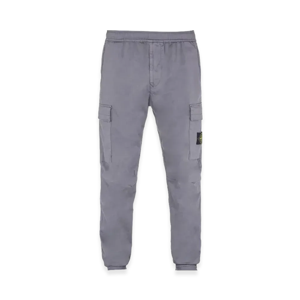 Stone Island Garment Dyed Stretch Cotton Wool Satin Cargo Pants "Lead Grey"