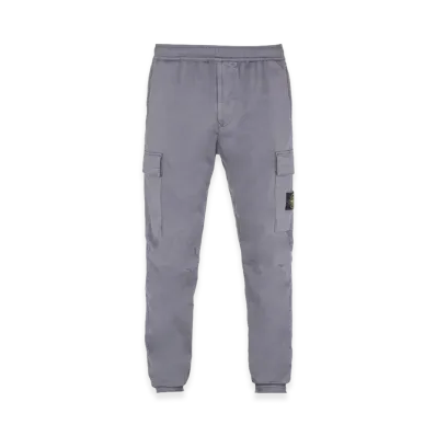 Stone Island Garment Dyed Stretch Cotton Wool Satin Cargo Pants "Lead Grey"