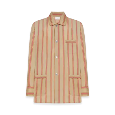 Saint Laurent Twill Shirt With Striped Pattern "Ivory"