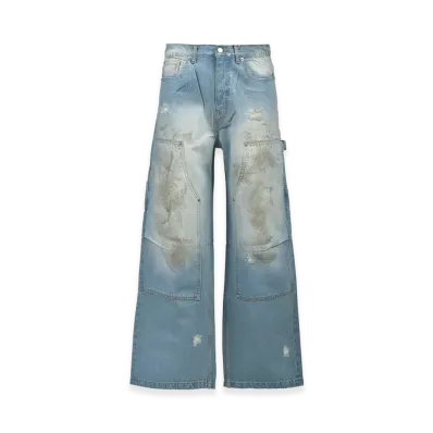 BREATH Coating Double Knee Denim Pants "Indigo"