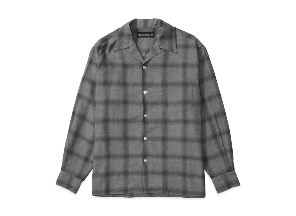 WACKO MARIA Ombre Check Open Collar Shirt "Gray"