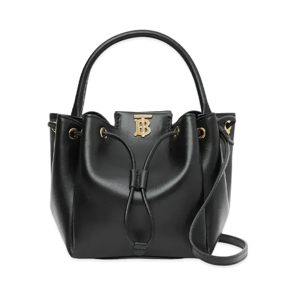 Burberry Monogram Motif Leather Bucket Bag "Black"