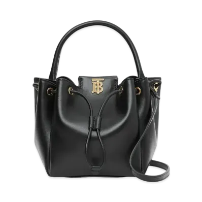 Burberry Monogram Motif Leather Bucket Bag "Black"