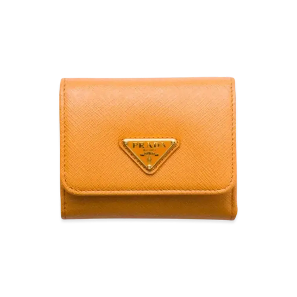PRADA Small Saffiano Leather Wallet "Mustard Yellow"