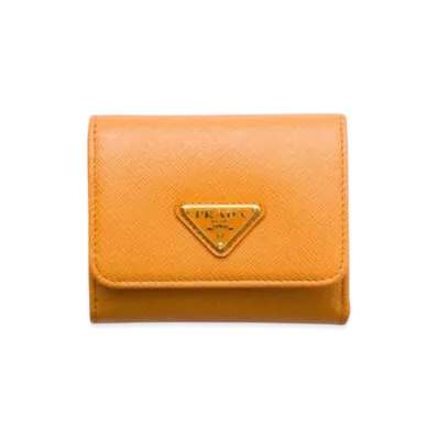 PRADA Small Saffiano Leather Wallet "Mustard Yellow"