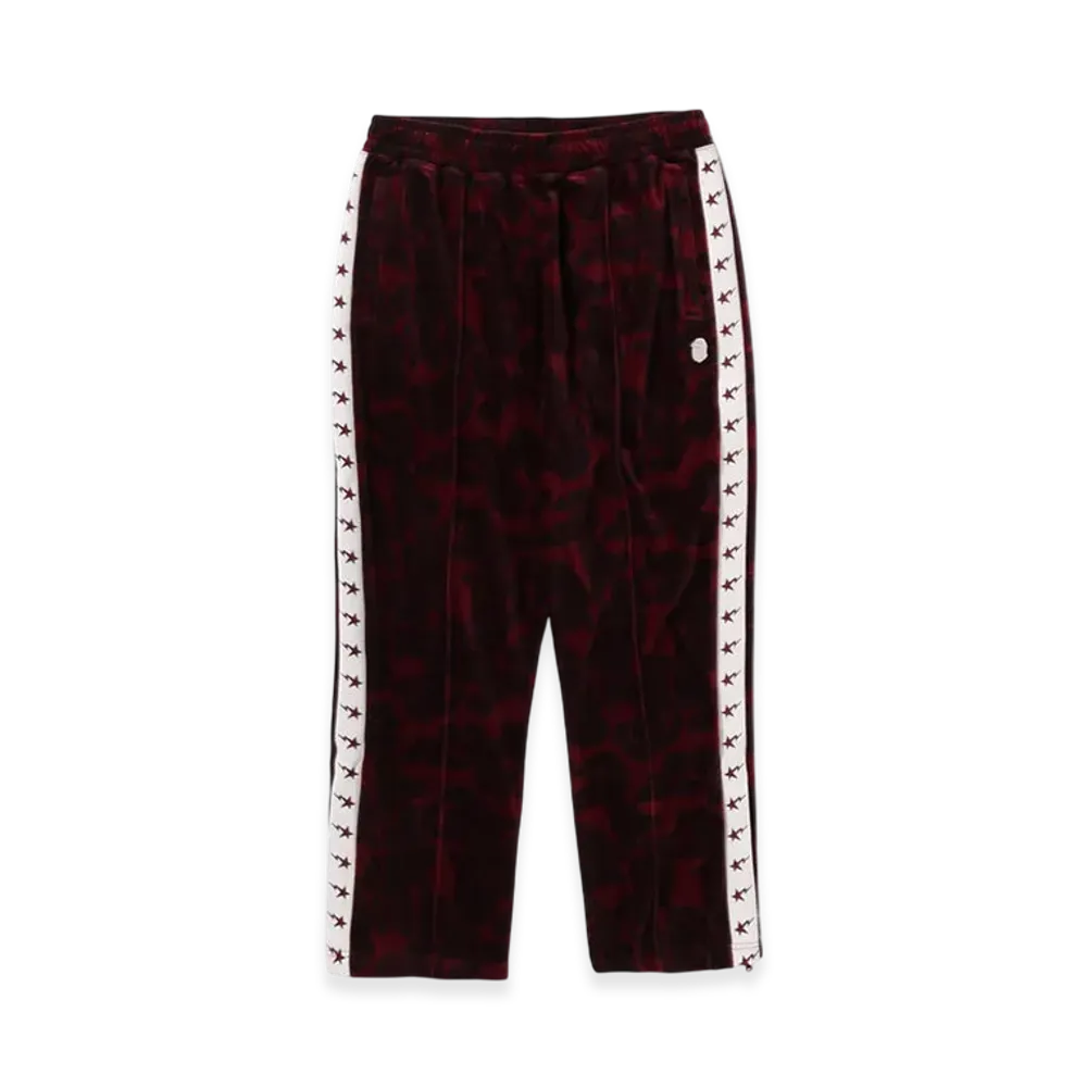 A BATHING APE Solid Camo Velour Metal One Point Relaxed Fit Track Pants "Burgundy"
