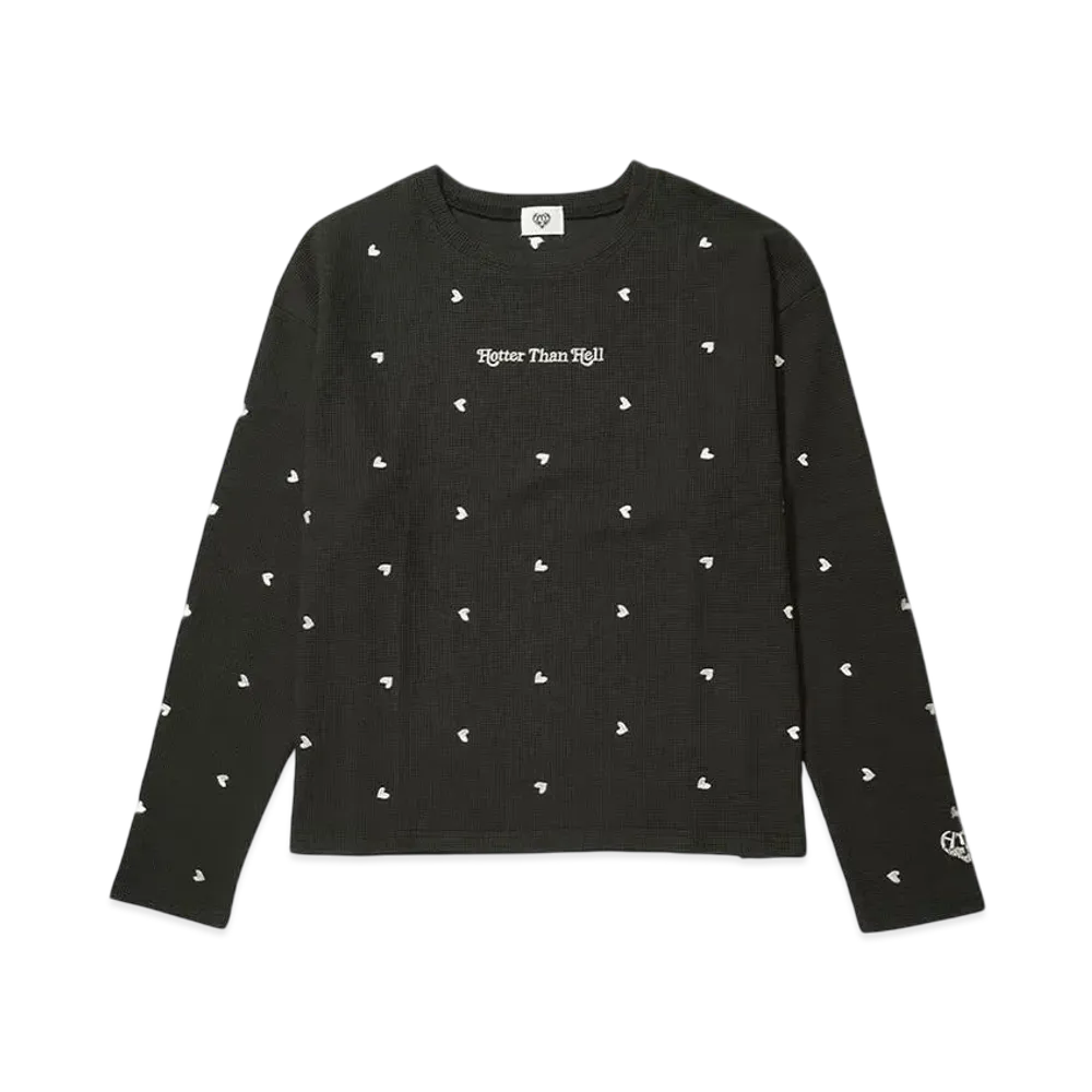 HTH Random Heart Waffle Long Tee "BLACK"