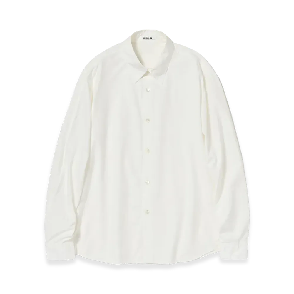 AURALEE Garment-Dyed Finx Shuttle Weather Shirt "White"