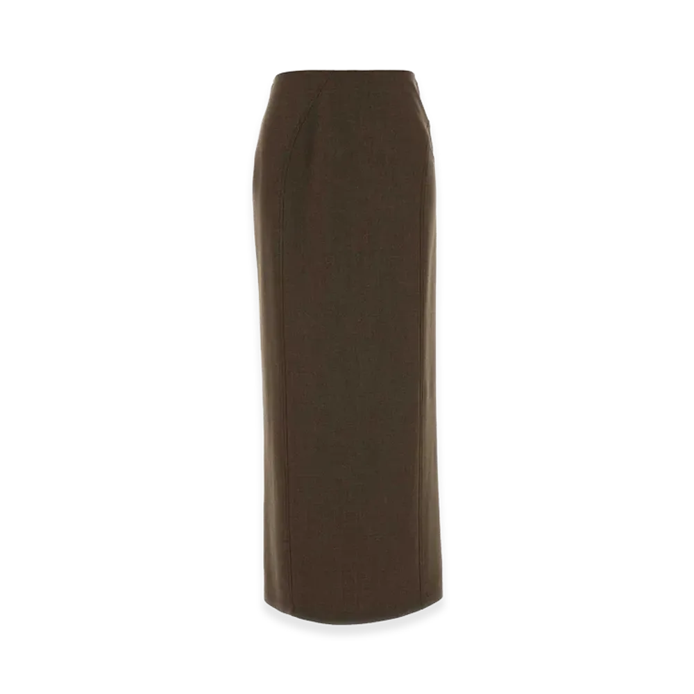 Jil Sander Women's Stretch Wool Blend Skirt "Bordeaux/Brown"