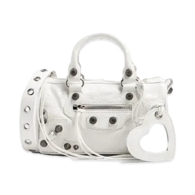 BALENCIAGA Le Cagole Metallic Mini Travel Bag "White"