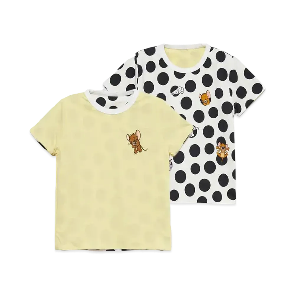graniph x Tom and Jerry Dot Kids Reversible T-Shirt "White"