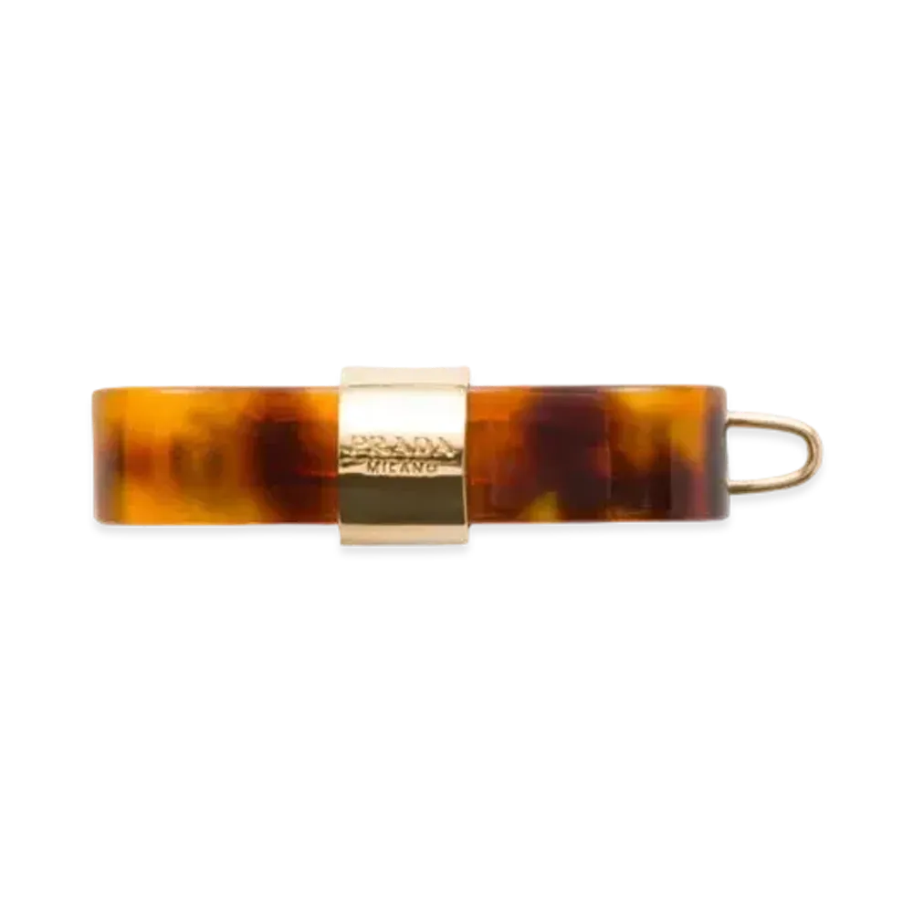 PRADA Plex and Metal Hair Clip "Beige/Tortoise Color"