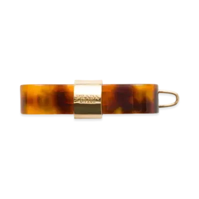 PRADA Plex and Metal Hair Clip "Beige/Tortoise Color"
