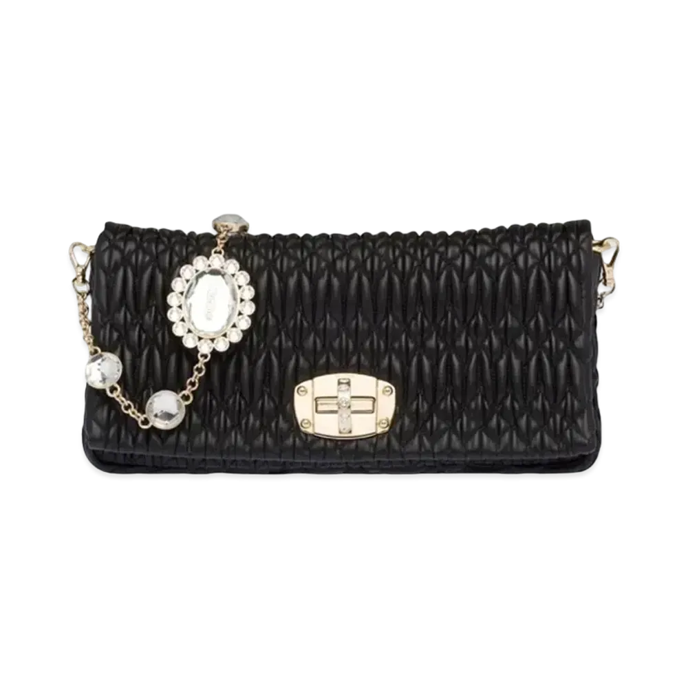 MIU MIU Iconic Crystal Leather Bag "Black"
