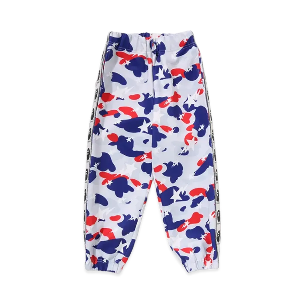 A BATHING APE Kids Sta Strike Camo Tape Pants "White"