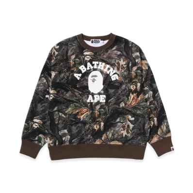 A BATHING APE College Relaxed Fit Crewneck Sweatshirt "Brown"