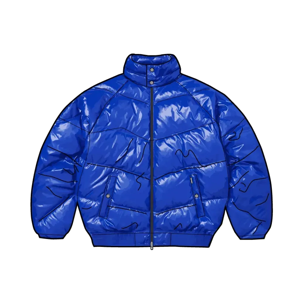Supreme x Schott Glossy Lightweight Down Puffer Jacket "Royal"