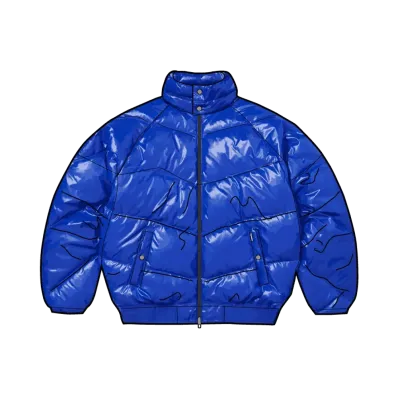 Supreme x Schott Glossy Lightweight Down Puffer Jacket "Royal"
