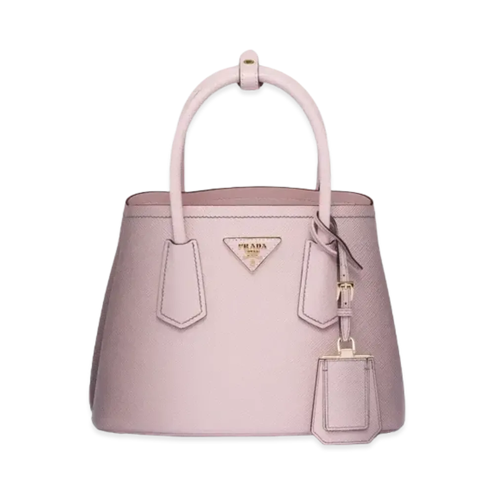 PRADA Double Saffiano Leather Mini Bag "Sfumato Pink"