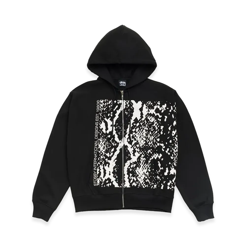 Stussy Snakeskin Zip Hoodie "Black"