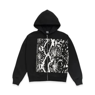 Stussy Snakeskin Zip Hoodie "Black"